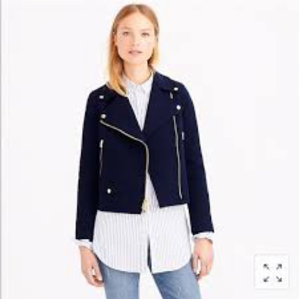 W.A.Y Navy faux suede moto Jacket S NWT